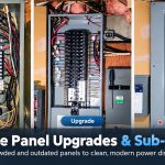 Full electrical panel compared with upgraded service panel and finished installation by TYFAR Electric in Ottawa