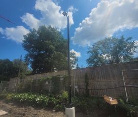 New parking area light pole at 3430 Carling Avenue construction site